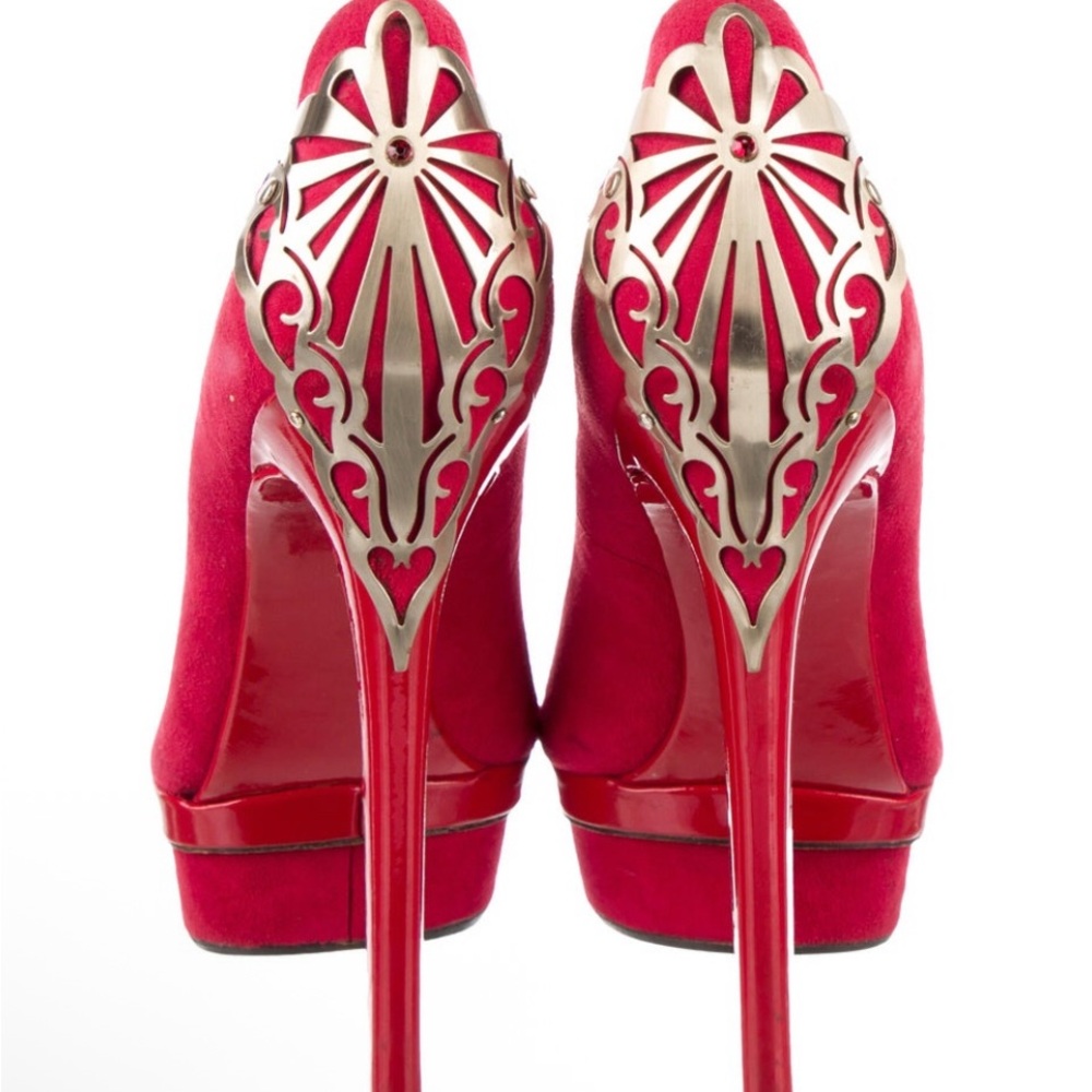 Brian Atwood Red Suede Heels | Unique & Sexy! 😍